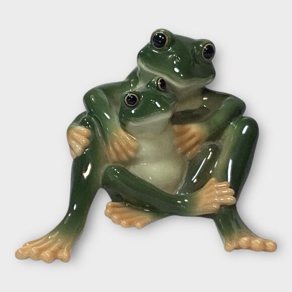 Frog Mom And Child Daughter Son Ganz Porcelain Signed 3.5in - Picture 2 of 5